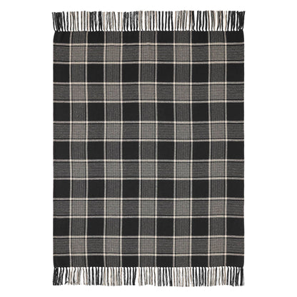 Black Tan Plaid Throw 50x60