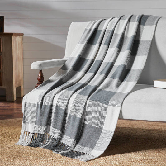 Buffalo Check Grey Woven Throw 50x60