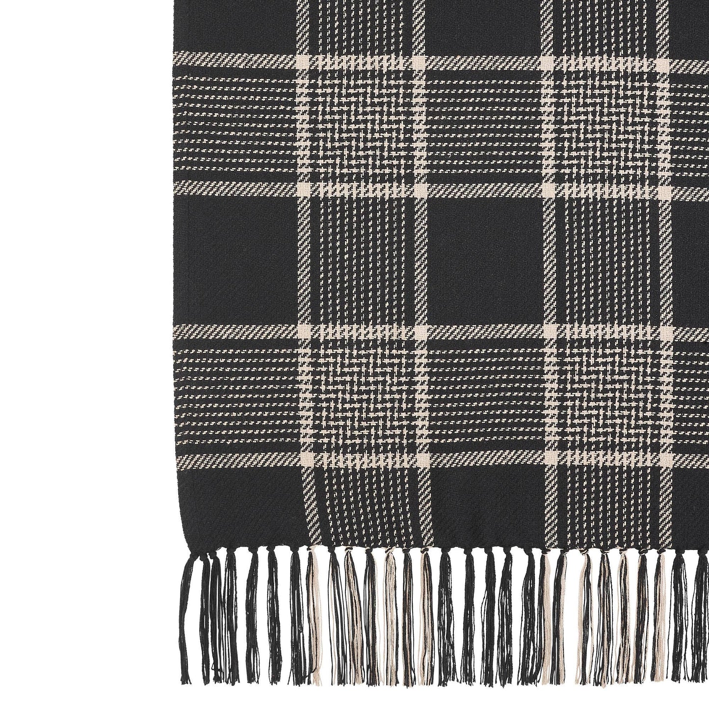 Black Tan Plaid Throw 50x60