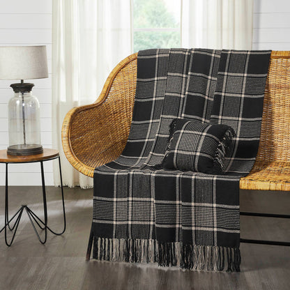 Black Tan Plaid Throw 50x60