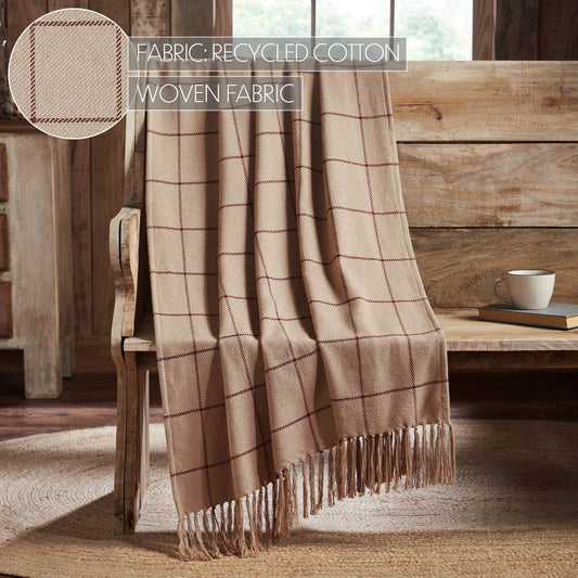 Burgundy Windowpane Woven Throw 50x60