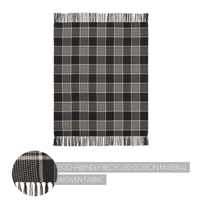 Black Tan Plaid Throw 50x60