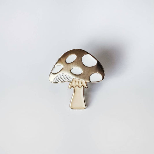 Gold Mushroom Enamel Pin